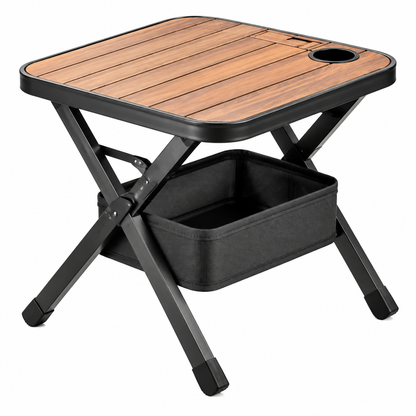 FoldNest Premium Portable Folding Camping Table With Storage Basket
