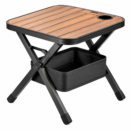 FoldNest Premium Portable Folding Camping Table With Storage Basket
