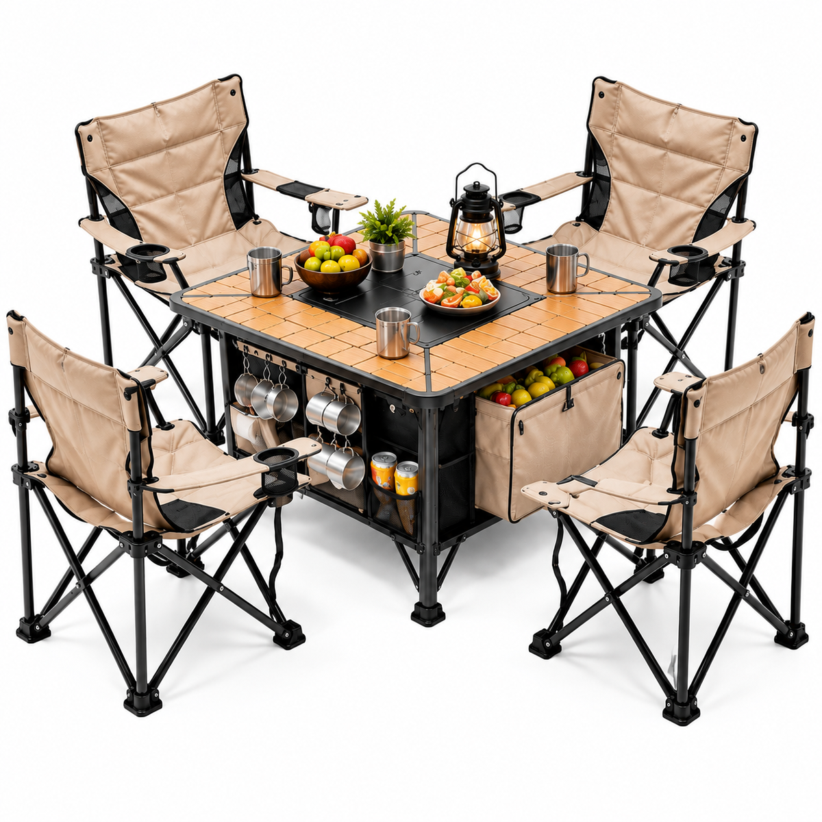 CampNest Premium 4-Person Folding Camping Table & Chair Set
