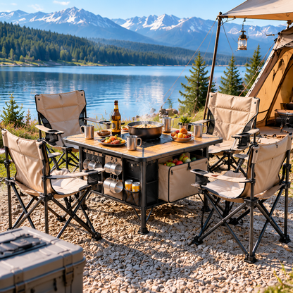 CampNest Premium 4-Person Folding Camping Table & Chair Set