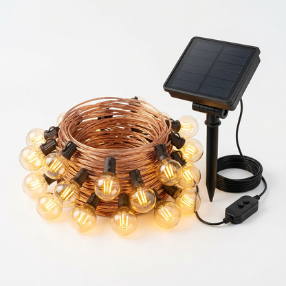 LumiGlow Solar LED String Lights - White Background Product Shot