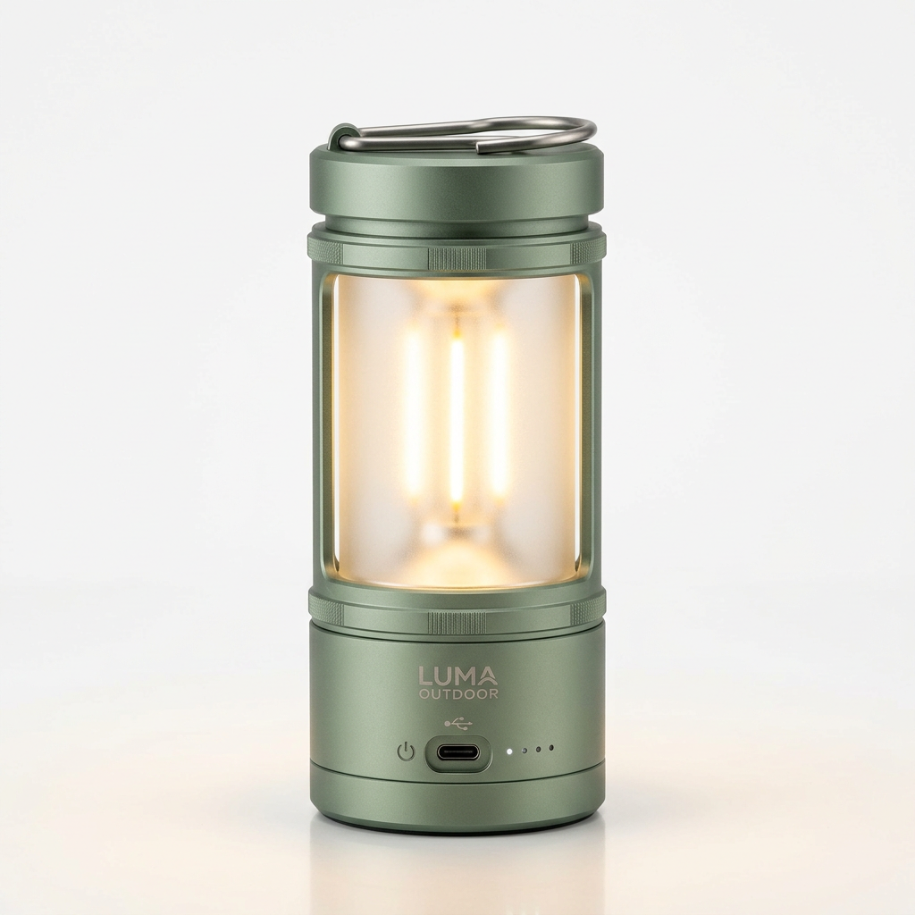 LunaGlow LED Camping Lantern sage green - white background product shot