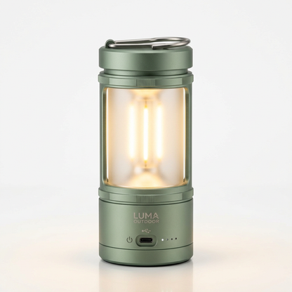 LunaGlow LED Camping Lantern sage green - white background product shot