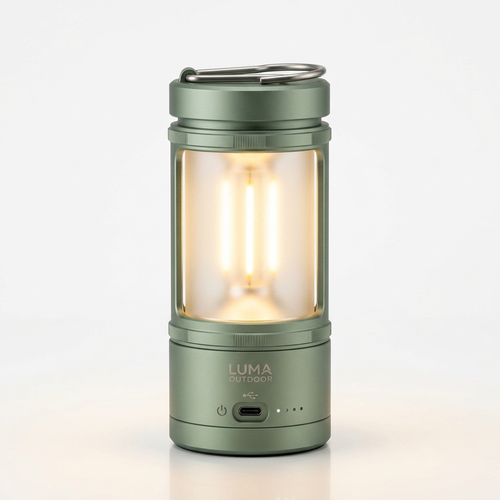 LunaGlow LED Camping Lantern sage green - white background product shot
