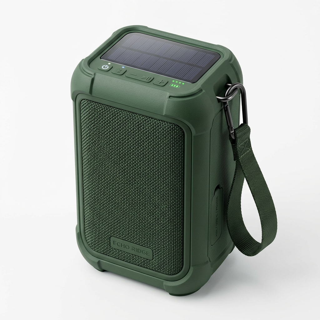 SoundWave Pro Solar Bluetooth Speaker - White Background Product Shot